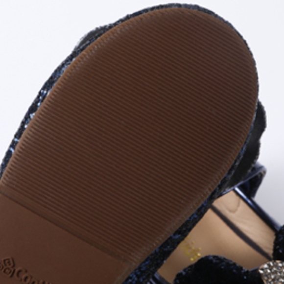 Girls Mary Jane Glitter Ballerina Flat Navy Shoes - Picture 5 of 6